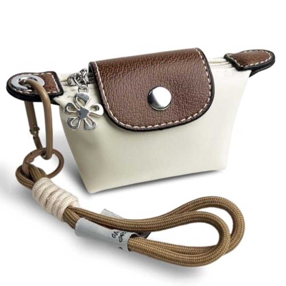 Brown and Cream Women's Accessory Pouch